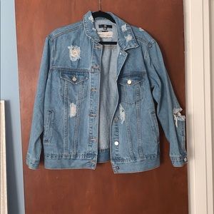 Distressed boyfriend denim jacket